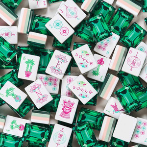 Luxury Portable Acrylic Tiles and Four Layer Emerald Green Design 160 Tiles American Mahjong Set for Travel and Party Games - Product Image 1