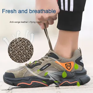 Chaussures de travail pour hommes, chaussures de sécurité anti-écrasement, anti-perforation, chaussures indestructibles, respirantes, confortables, avec protection des orteils en acier - Product Image 3