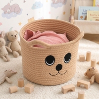 Poignée de panier de rangement en fil de coton mignon pour jouets pour enfants Articles divers Vêtements sales-Organisateur de broderie durable et écologique