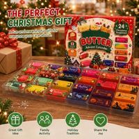 Calendrier de l'Avent de Noël FX, Boîte Mystère 24 Compartiments, Jouet Fidget Squishy en forme de Barre de Beurre, Cadeau Surprise de Compte à Rebours de Noël pour Enfants