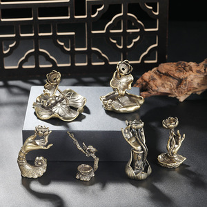 Porta Incienso de Latón con Forma de Loto, Decoración Aromática de Escritorio para Oficina - Product Image 5
