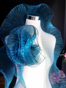 <span class=keywords><strong>Organza</strong></span> Transparent Vague Lumineuse Dentelle Tridimensionnelle Plissée Feuille De Lotus Bord Robe De Mariée Accessoires Designer Tissu <span class=keywords><strong>Organza</strong></span> - Product Image 4