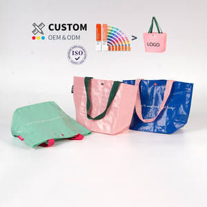 Logo kustom dapat digunakan kembali dilaminasi anyaman <span class=keywords><strong>PP</strong></span> tas belanja Tote warna penuh desain cetak - Product Image 1