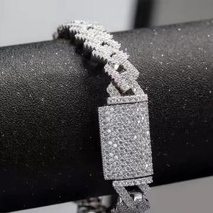 Fine Moissanite Cuban Link Bracelet 925 Sterling Silver Plated Hip Hop Style Trendy Chain Jewelry Gift for <b>Men</b> Women - Product Image 1