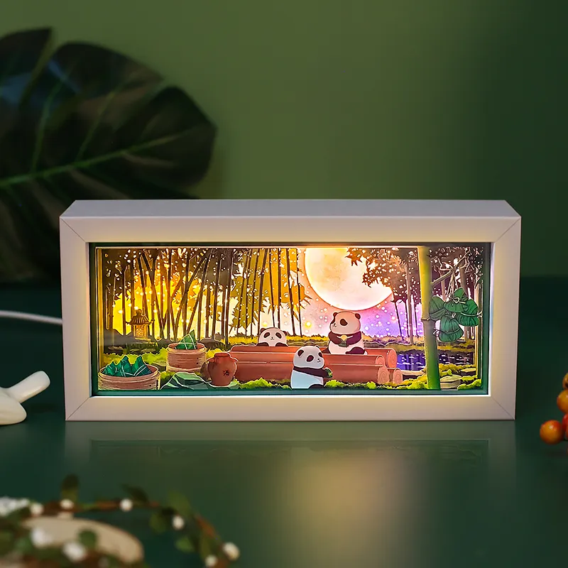 2023新製品PandaPaperカットライトボックスアニメマンガの装飾Usbライトボックス夜の照明紙刻印シャドウボックス