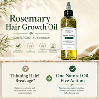 Huile de Romarin Naturelle Personnalisée aux Herbes, Biotine Nourrissante et Stimulante pour la Repousse des Cheveux, Produits de Croissance Capillaire à Marque Blanche