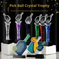 Plaque de récompense en verre cristal personnalisée pour compétition sportive, trophée de pickleball