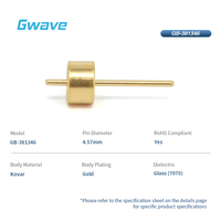 Connecteur RF à perlage de verre à étanchéité hermétique, diamètre 0,38 mm, longueur des broches 4,57 mm, impédance 50 ohms, plaqué or
