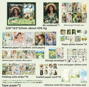 Ensemble de papeterie rétro « Années poétiques », carnet de comptes, papier rétro DIY, <span class=keywords><strong>annuaire</strong></span> manuscrit, carnet fait main, coffret cadeau - Product Image 4