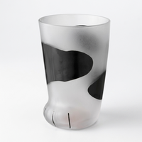 Mug à café en verre borosilicate givré de 300 ml avec motif de patte de chat mignon, motifs d'animaux de dessin animé, sans BPA, compatible micro-ondes et lave-vaisselle, réutilisable