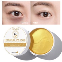 ALIVER-mascarilla de colágeno dorado de 24k, máscara de ojos de cristal, antiarrugas y gel de colágeno energizante