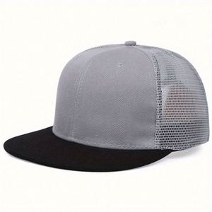 Wholesale Blank Snapback Cap Custom Embroidery Logo <b>Flat</b> Bill Mesh Snapback Trucker <b>Hats</b> - Product Image 4