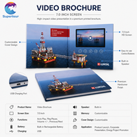 Brochure vidéo de mariage personnalisée avec impression graphique, écran IPS, format A4, style art populaire, lecteur MP4 numérique 7,0 pouces, pour cadeaux promotionnels