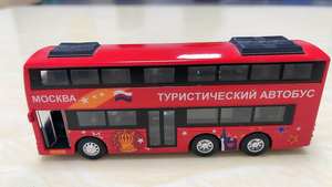 รถรัสเซียสองชั้นอัลลอยด์แบบปรับแต่งได้1:90รถบัสท่องเที่ยวสองชั้นเปิดประตูด้วยเสียงและเบาของเล่นรถบัสดายแคสต์ - Product Image 3