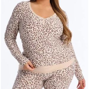 Conjunto de Pijama Personalizable de Algodón Suave para Mujer, con Cintura Elástica, Tejido de Punto, Manga Larga, Logotipo Frontal y Pantalón Largo - Product Image 2