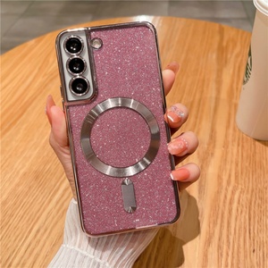 Luxury Gold Glitter Magnetic Plating TPU Phone Case with Glass Lens Protection for Samsung S25 S24 S23 Ultra - Product Image 6