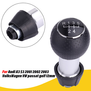 Car Gear <b>Knob</b> 12mm Leather Manual <b>Shift</b> <b>Knob</b> For Audi A3 Volkswagen Golf Passat - Product Image 1