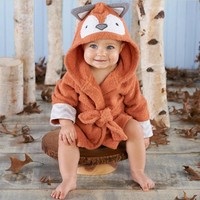 Penjualan Laris Handuk Mandi Bayi Bertudung Katun Terry 100% Lembut Menyerap Super Tupai Coklat