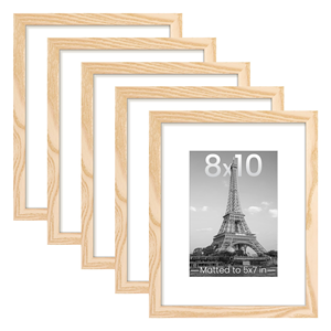 Cadres <span class=keywords><strong>photo</strong></span> personnalisés en lot de 5, <span class=keywords><strong>20x25</strong></span> cm (13x18 cm avec passe-partout), cadres <span class=keywords><strong>photo</strong></span> muraux en bois naturel pour la décoration intérieure - Product Image 1