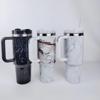 DD1775 Griotte Boba H2.0 Gobelet de voyage isotherme sous vide 40 oz avec poignée, couvercle et paille, motif marbre pour voiture