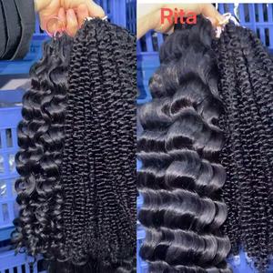 Estensione per capelli umani <span class=keywords><strong>ricci</strong></span> <span class=keywords><strong>afro</strong></span> con spedizione rapida, installazione e rimozione veloci, 100% capelli umani, volume regolabile liberamente, per trecce all'uncinetto - Product Image 4