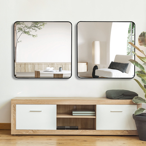 36in x 36in Black Metal Framed <b>Square</b> <b>Mirror</b> For Wall Bathroom Decor - Product Image 3