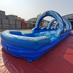 Marble blue kids commercial grade splash and ride toys <b>inflatable</b> double lane water slide - Product Image 2
