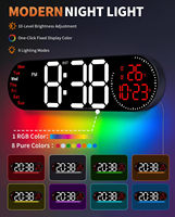 Reloj de Pared Digital Grande con Control Remoto de 9 Colores Cambiantes, Fecha, Semana, Temperatura, Atenuador de Brillo Automático, Reloj Grande con Luces Nocturnas