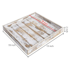 Table basse en bois blanchi à la chaux antique laque classique grand plateau de service pour <span class=keywords><strong>cuisine</strong></span> salon vaisselle pour le stockage des aliments - Product Image 4