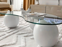 Nouvelle table basse en verre trempé style crème 2026, table à thé ronde créative et minimaliste pour petits salons