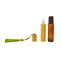 Flacon d'huile essentielle rechargeable 5 ml 10 ml, flacon en verre à bille vide en bambou naturel pour parfum