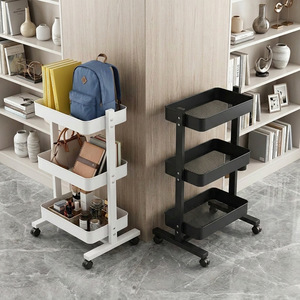 Étagère de rangement mobile à 3 niveaux en acier au carbone, chariot de cuisine avec roulettes pour organiser livres, aliments et fournitures de bureau - Product Image 2
