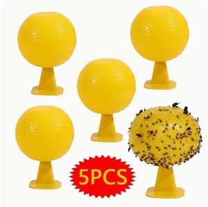 5 buah perangkap lem lalat kelelawar buah 77mm bentuk bola kuning - Product Image 6