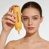 Emballage cosmétique en plastique jaune LOGO Custom Skincare 30 ml, flacon pompe sans air avec compte-gouttes pour crème pour les yeux, sérum pour le visage