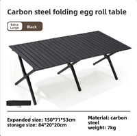 Table pliante en acier au carbone, portable, pour le camping, les pique-niques, avec cadre robuste pour les voyages en plein air, les barbecues et le jardin