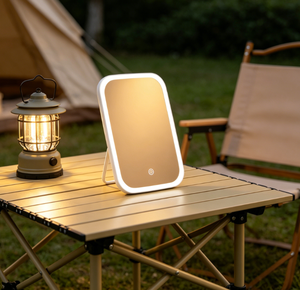 Portable LED Desktop <b>Mirror</b> Foldable Lighted Cosmetic Vanity <b>Mirror</b> Touch Control Single Sided <b>Square</b> Makeup <b>Mirror</b> - Product Image 3