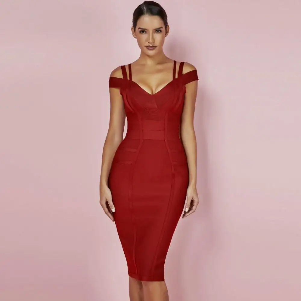 Online Vestido Largo De Mujer Gaun çizgili elbise Bodycon akşam kadınlar Lady zarif kırmızı backless midi kokteyl elbiseleri