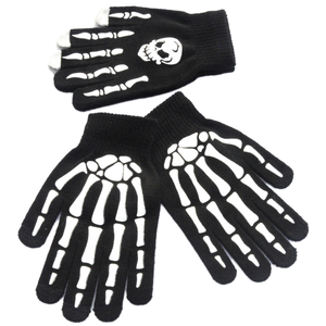 Guantes de esqueleto de Halloween para adultos, unisex, de punto elástico, oscuro, invierno, fiesta diaria, ciclismo, deportes, pesca - Product Image 4