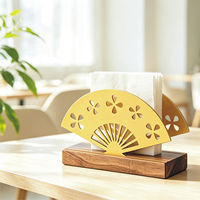 Boîte à mouchoirs en métal et bois, étui de rangement de serviettes de table pour bureau, prend en charge la gravure personnalisée pour usage commercial et domestique