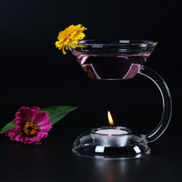 Brûleur d'huiles essentielles en verre transparent, chauffe-parfum à bougie chauffe-plat pour la décoration intérieure, lampe aromatique