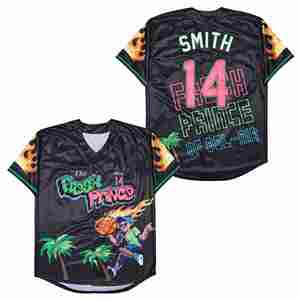 Sublimations-Stickerei Genähtes Baseball-Trikot Modisches Frisches Street-Style Custom Bel Air Wear Black Prince Herren Jugend Softball-Shirt - Product Image 3