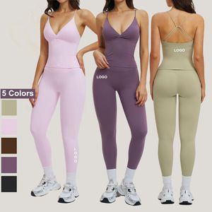 Damen Fitness-Sets Kleidung 2-teilige Yoga-Sets Weiche Stoffe Tanktop Hochtaillierte Hosen Trainings-Workout-Yoga-Sets für Frauen - Product Image 1