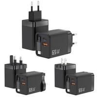 Kabel Tipe C Retraktil GaN 65W Multi Port Khusus untuk Adaptor Dinding Multi Perangkat