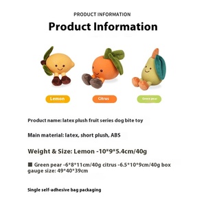 Jouet pour chien durable et écologique, en peluche de latex aromatisée aux fruits, résistant aux morsures, pour les molaires, emballage en sac OPP, saveur citron - Product Image 3