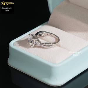 फैशन गहने पास हीरे की अंगूठी गहने महिलाओं डी रंग VVs मोइससानाइट 925 स्टर्लिंग चांदी की अंगूठी - Product Image 5