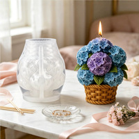 Moule en silicone en gros pour panier de fleurs 3D, hydrangea, bougie, ornement en plâtre, savon fait main, moulage de résine