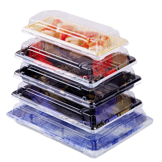Printing Sushi Takeout Lunch Box Plastic Disposable Sushi Box Packaging Box