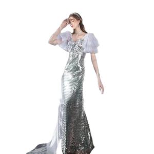 Nouveau prêt à expédier <span class=keywords><strong>robe</strong></span> formelle à manches courtes avec nœud <span class=keywords><strong>longue</strong></span> <span class=keywords><strong>grande</strong></span> <span class=keywords><strong>taille</strong></span> robes de soirée élégantes pour les femmes 2024 - Product Image 6