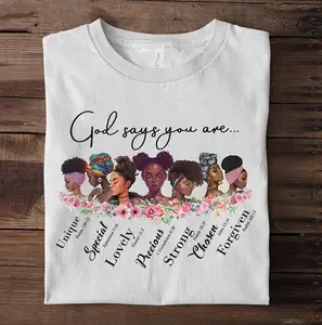 minimalistischen t-shirt große größe Suppliers-Gott sagt, Sie sind schwarzes Mädchen ist schöne magische T-Shirt Damenmode Grafik T-Shirt T-Shirt Frauen