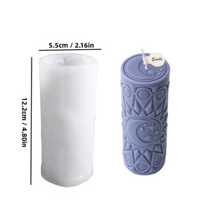 Cylindrical <b>Candle</b> Mold With Moon Star Lotus Relief Pattern Silicone Mold For Scented <b>Candles</b> Ramadan DIY <b>Candle</b> <b>Making</b> <b>Kit</b> - Product Image 5